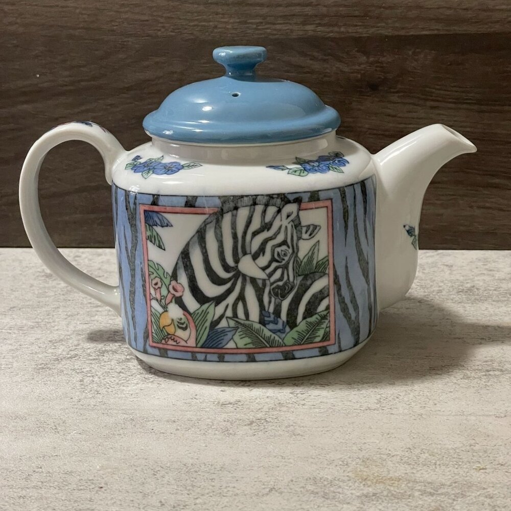 Vintage Takahashi San Francisco Zebra Tiger Hand Painted Teapot Made in Japan